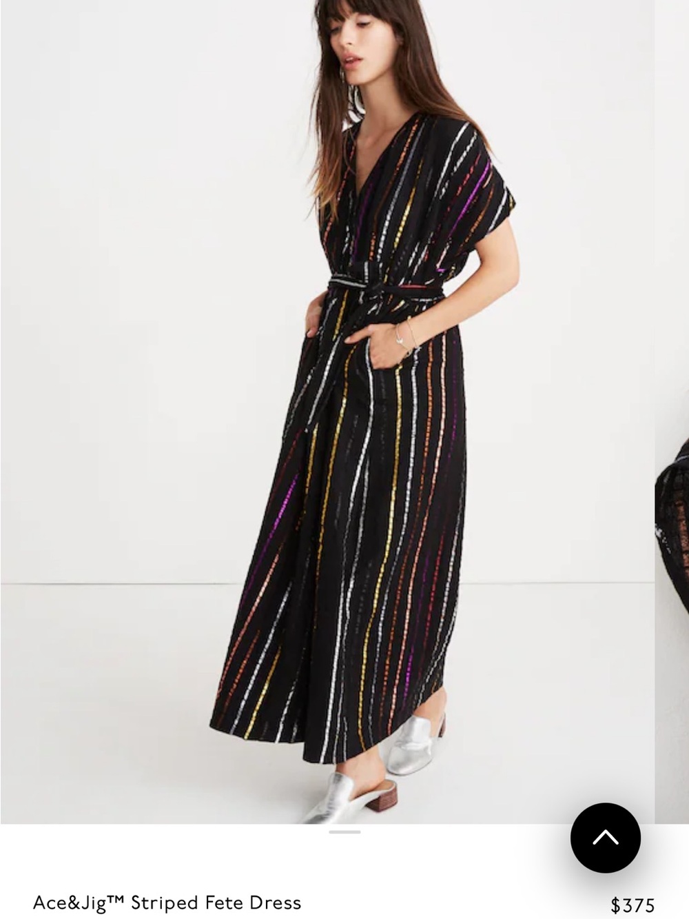 Ace & Jig Black Maxi Dress with Multicolor Stripes